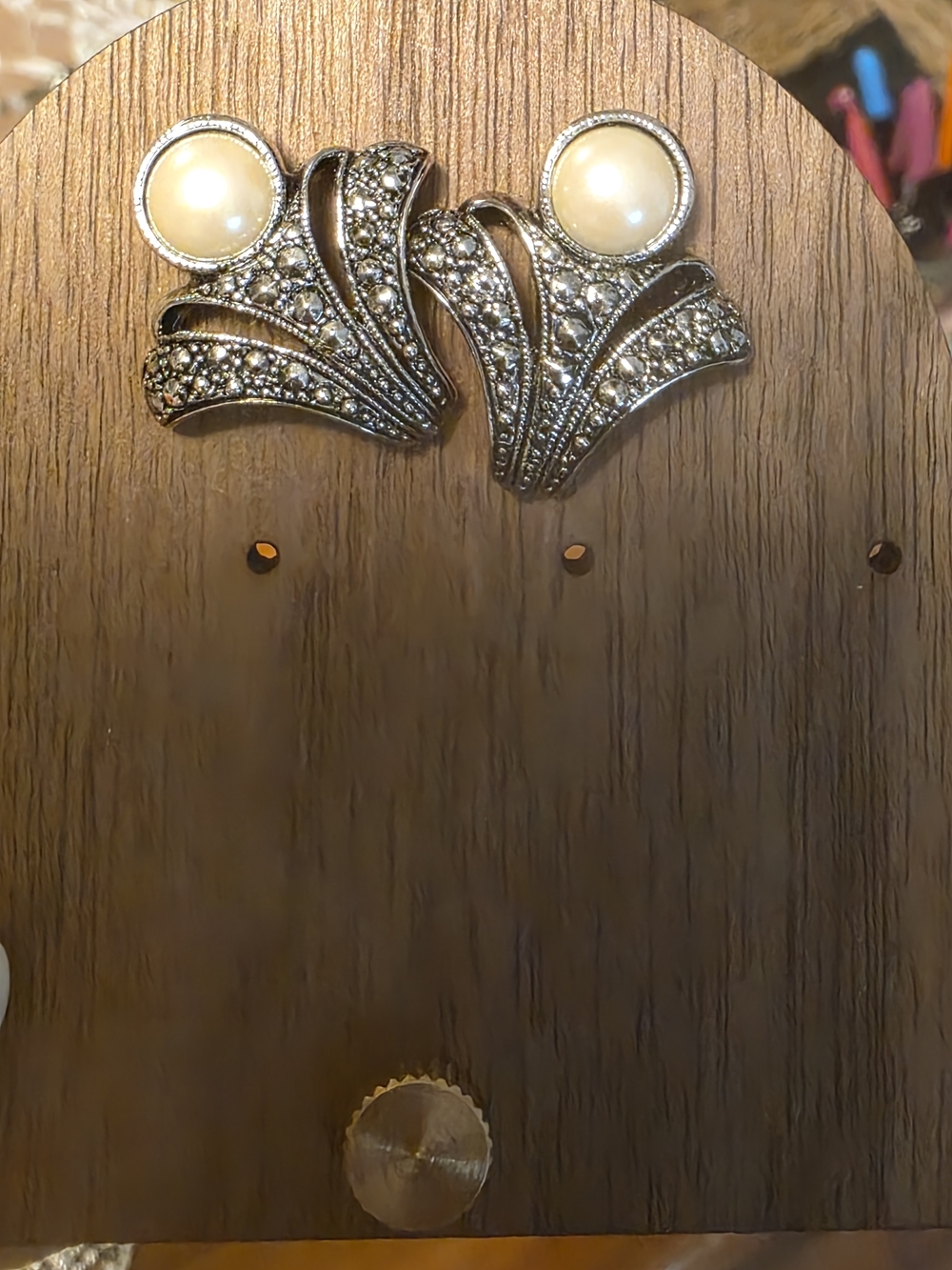Vintage Pearl & Marcasite Silver Pierced Earrings